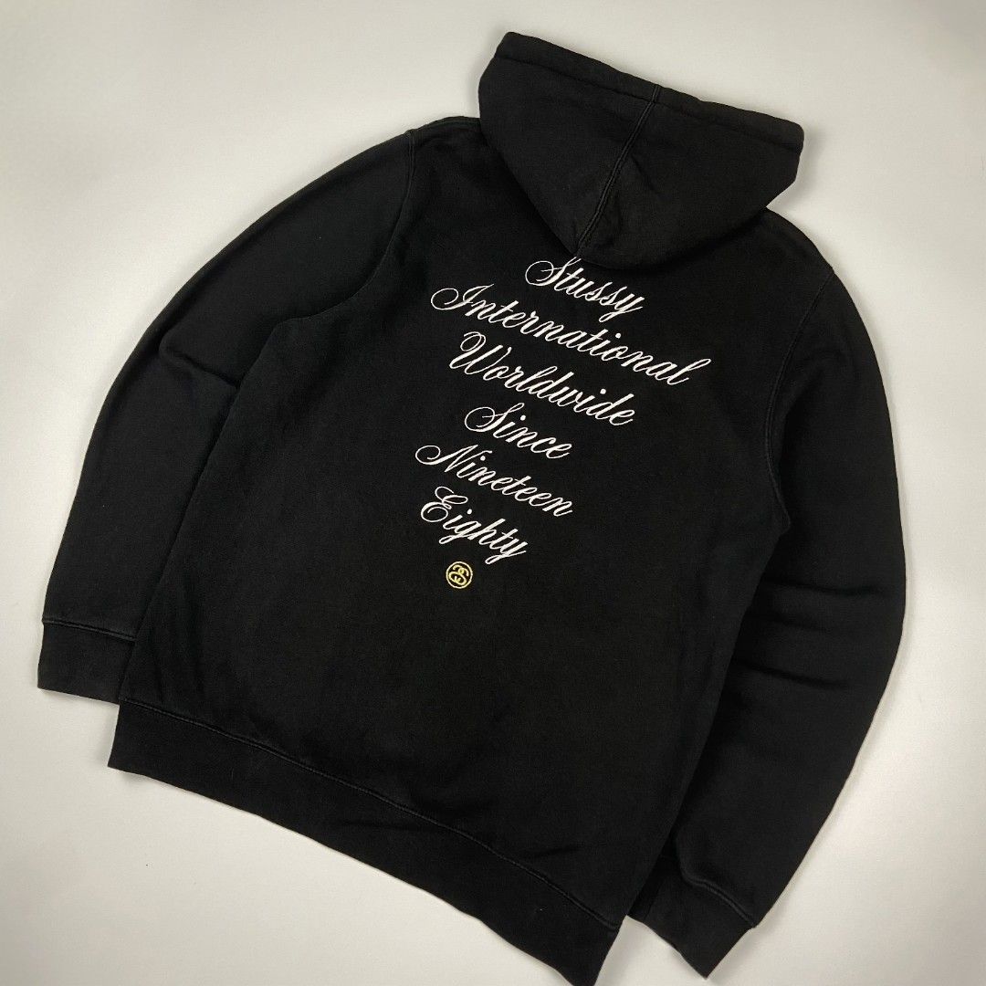 Stüssy Embroidered International Script Hoodie (Category: Coats, Jackets and Outerwear) located in Antipolo. Submitted by lootersclubph (Listing ID 1469066435, Image 2). Description: Stüssy Embroidered International Script Hoodie Medium 28 Length / 22 Width No issue Washed and Steamed 100% Authentic ₱ 1,899 negotiable.