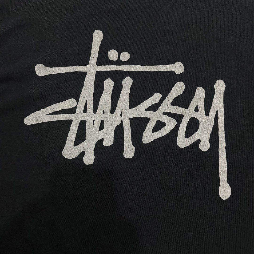 Stussy Basic Logo Pigment Dyed black tee (Category: Activewear) located in Dagupan City. Submitted by unknownlootph (Listing ID 1468943419, Image 3). Description: Size: fits XL to XXL Width: 26 Length: 30 Condition: 9/10 Issue: hairline crackprints (Legit/Authentic Item) .