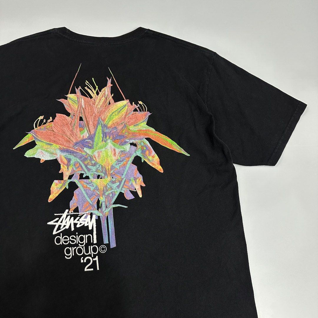 Stussy Design Group 21 black tee (Category: Activewear) located in Dagupan City. Submitted by unknownlootph (Listing ID 1468942569, Image 2). Description: Size: fits Large to XL Width: 24 Length: 30 Condition: 9/10 Issue: crackprints (Legit/Authentic Item) .