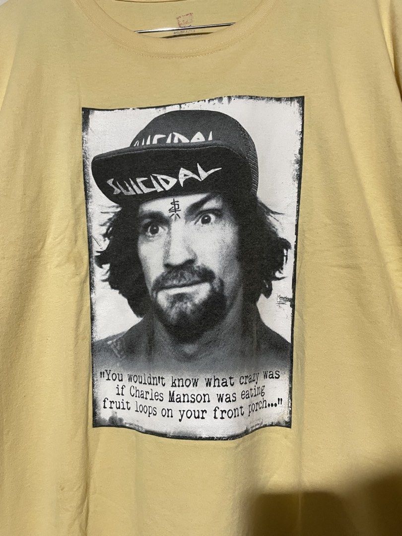 Suicidal Tendencies Charles Manson (Category: Tshirts & Polo Shirts ) located in San Jose del Monte. Submitted by naaahmaaan (Listing ID 1468956408, Image 3). Description: - Dimes : L 32 - W 24 - size : 3XL on tag - Very good condition, No pin hole - SJDM BULACAN 📍 - Dm me for more inquiries 📩.