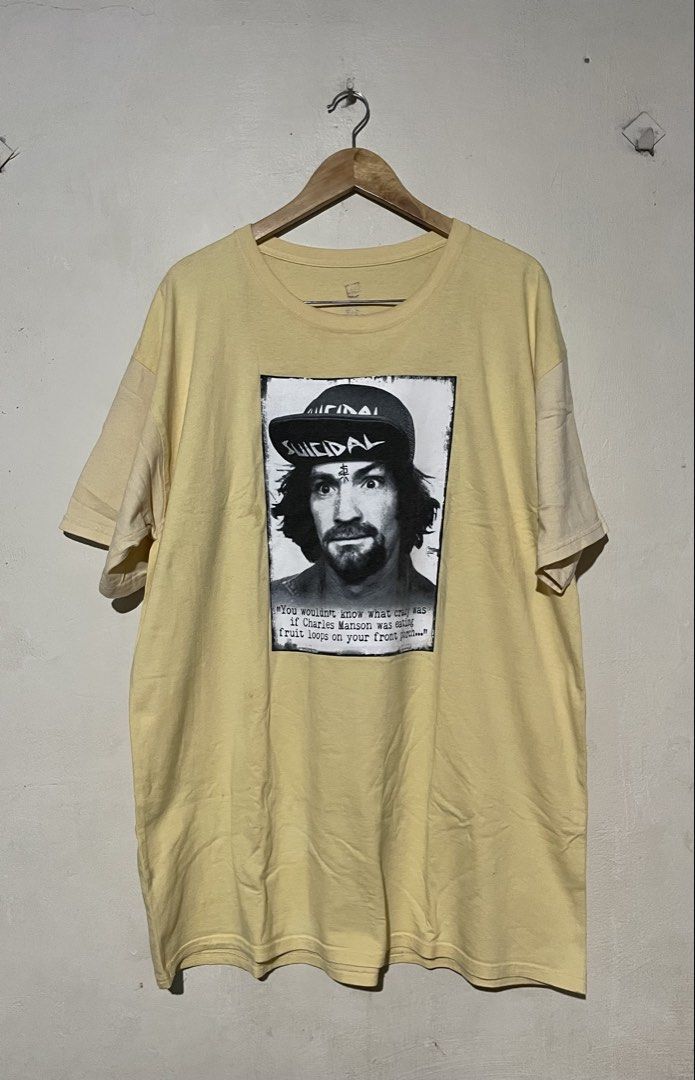 Suicidal Tendencies Charles Manson (Category: Tshirts & Polo Shirts ) located in San Jose del Monte. Submitted by naaahmaaan (Listing ID 1468956408, Image 1). Description: - Dimes : L 32 - W 24 - size : 3XL on tag - Very good condition, No pin hole - SJDM BULACAN 📍 - Dm me for more inquiries 📩.