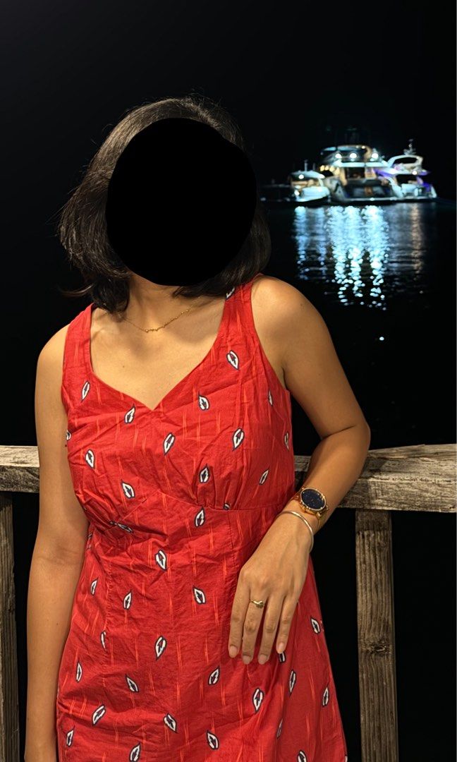 Summer floral dress (Category: Dresses) located in Cebu City. Submitted by swift.allyn (Listing ID 1469107510, Image 3). Description: - Color & Style: Bright red sleeveless mini dress with an empire waist and V-neckline - Length: Straight cut skirt ending well above the knee - Material: Lightweight, breathable summer fabric.