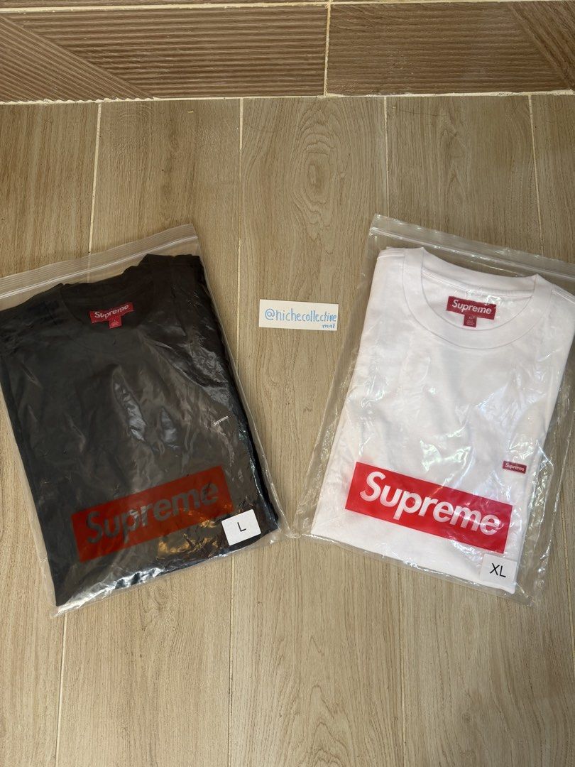 Supreme Small Box Logo White T-Shirt (Category: Tshirts & Polo Shirts ) located in Manila. Submitted by nichhee (Listing ID 1469087572, Image 3). Description: Supreme Small Box Tee Color: Black Size: XL (24” × 31”) Price: P4,500 DM to purchase All sales final A.