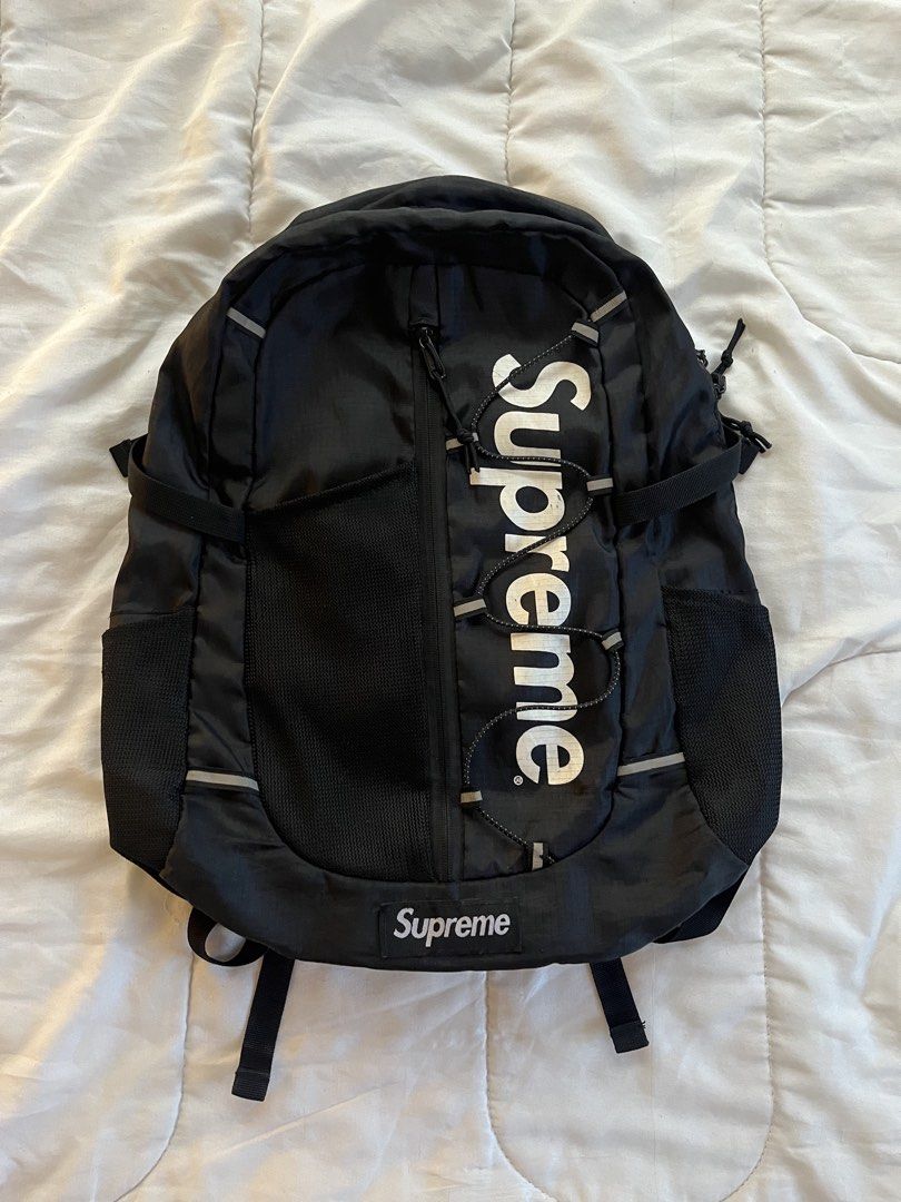 Supreme SS17 Backpack (Category: Backpacks) located in Manila. Submitted by westbridge007 (Listing ID 1469006100, Image 1). Description: Supreme SS17 Black Backpack Price: ₱4,000 (Negotiable) Selling my black Supreme SS17 backpack * Color: Black * Condition: Used * Features: Multiple compartments, front bungee cord, and side pockets * Flaws: Interior elastic strap is damaged. Please refer to the photos for the condition. * Selling as is. PM for i