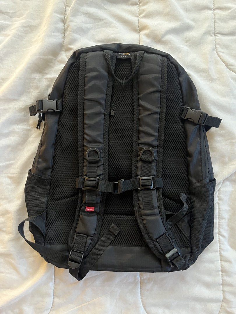 Supreme SS17 Backpack (Category: Backpacks) located in Manila. Submitted by westbridge007 (Listing ID 1469006100, Image 2). Description: Supreme SS17 Black Backpack Price: ₱4,000 (Negotiable) Selling my black Supreme SS17 backpack * Color: Black * Condition: Used * Features: Multiple compartments, front bungee cord, and side pockets * Flaws: Interior elastic strap is damaged. Please refer to the photos for the condition. * Selling as is. PM for i