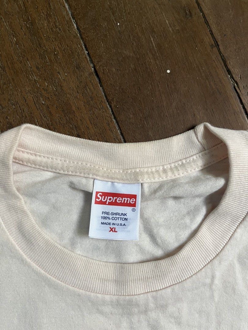Supreme Warm Up Tee FW23 Authentic (Category: Tshirts & Polo Shirts ) located in Bugallon. Submitted by thriftteas.00 (Listing ID 1468948053, Image 3). Description: Supreme Warm Up Tee FW23 Authentic Large to XL frame No issue Excellent Condition Needwash only Authentic/Legit Claim 3500.