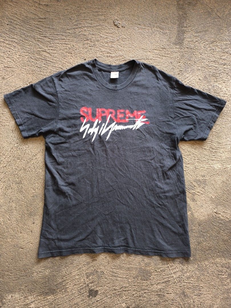 SUPREME x YOHJI YAMAMOTO (Category: Tshirts & Polo Shirts ) located in Cotabato. Submitted by sentimentalgoodz (Listing ID 1469161798, Image 1). Description: SUPREME x YOHJI YAMAMOTO 8/10 CONDITION 21/29 DIMENSION ISSUE PINHOLE.