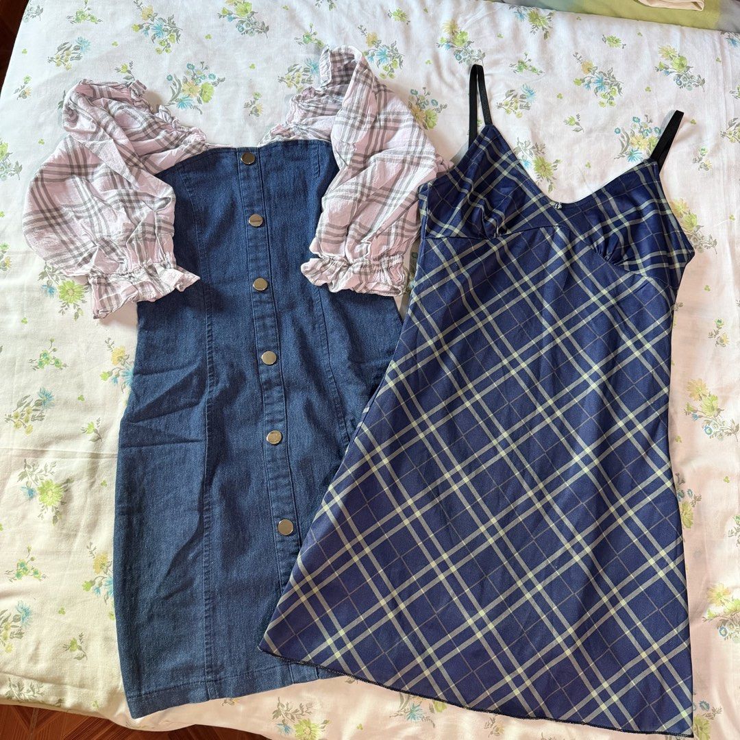 [TAKE 2] Y2K Bodycon Dresses (Category: Dresses) located in Pasig City. Submitted by beabimbop (Listing ID 1469004423, Image 1). Description: • xs-s • body hugging 💯 • no issues. take both! • rfs: decluttering 🏷️ tags: 2000s dress, 90s dress, checkered, gingham, pattern, slip dress, sun dress, occasion, birthday dress, sexy, summer dress.