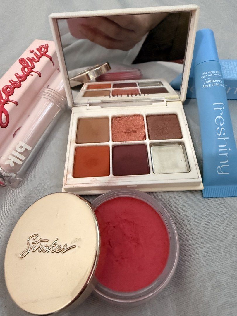 Take all for 499 (Category: Makeup) located in Rizal. Submitted by lovekylekale (Listing ID 1469016490, Image 2). Description: Take all - fenty3 eyeshadow - blk glossdrip (gumball) - freshiny concealer (N02) - strokes (darling).