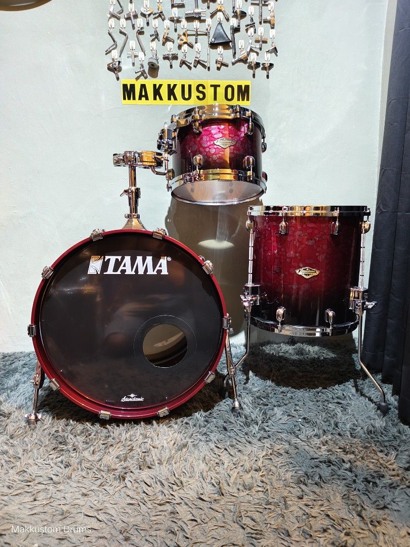 Tama Starclassic Walnut/Birch 4-piece Shellpack Drum Set (Category: Musical Instruments) located in Quezon City. Submitted by makkustom09 (Listing ID 1469110929, Image 1). Description: For sale only! Rare Bop kit! TAMA Starclassic 4-piece Shellpack drums FEATURES: -Walnut/Birch Wood -Molten Dark Raspberry Fade Lacquer Finish -EVANS Drum heads -Die-cast hoop -Die-cast bass drum claw -Wood Hoops -10 lugs on bass drum -Convertible to virgin Bass dru
