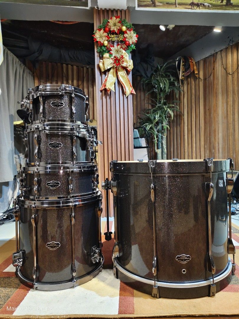 Tama Superstar Hyper-Drive Maple Shell Drum Kit (Category: Musical Instruments) located in Quezon City. Submitted by makkustom09 (Listing ID 1469110428, Image 1). Description: For sale only! TAMA SUPERSTAR HYPERDRIVE MAPLE DRUMSET -Midnight Gold Sparkle finish -Maple Wood -Die-cast hoops -Remo Heads on toms -Black nickel hardwares -no issues! -in good condition Sizes: -22"x18" Virgin Bass drum -16"x14" Floor tom -10"x6.5", 12"x7" rack toms w/tom 