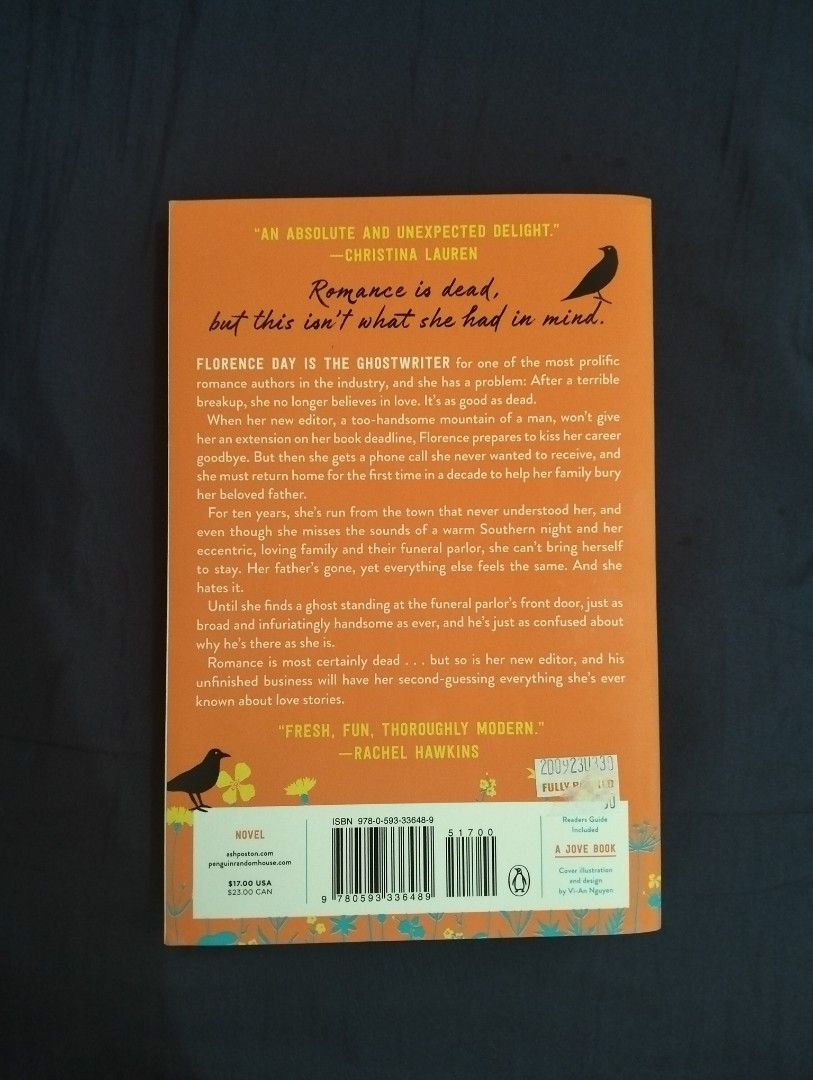 The Dead Romantics by Ashley Poston Paperback Novel (Category: Storybooks) located in Quezon City. Submitted by hanajiso (Listing ID 1469073858, Image 2). Description: - Title: The Dead Romantics - Author: Ashley Poston - Format: Paperback (Jove Edition) - ISBN: 978-0-593-33648-9 - Genre: Contemporary Romance / NYT Bestseller - Praise from: Ali Hazelwood & Christina Lauren - Synopsis: A disillusioned ghostwriter goes home for her father's funeral