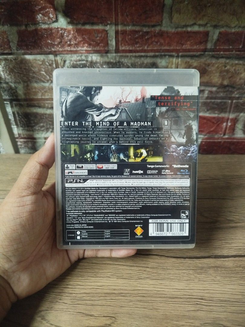 The Evil Within PS3 Game (Category: PlayStation) located in Binan City. Submitted by pumpkiiin02 (Listing ID 1468985470, Image 2). Description: - Platform: PlayStation 3 (PS3) - Title: The Evil Within - Developer: Tango Gameworks | Publisher: Bethesda - Condition: Includes original case and cover art, disc is ready to play - Genre: Survival Horror - Perfect addition to any horror game collection!.