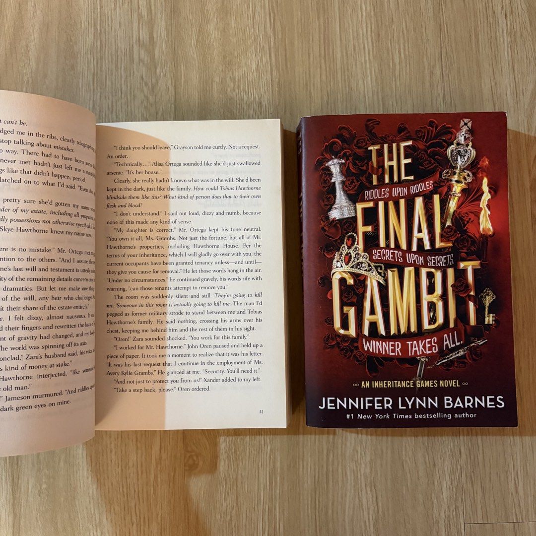 THE INHERITANCE GAMES by Jennifer Lynn Barnes (Category: Storybooks) located in Makati City. Submitted by yoiscart (Listing ID 1469028929, Image 2). Description: THE INHERITANCE GAMES THE FINAL GAMBIT • Well Read, Well Used • Foxing but overall great condition. I am very careful with my book collection. • 300 ea / 500 if will take both books • RFS: I already have an e-reader.