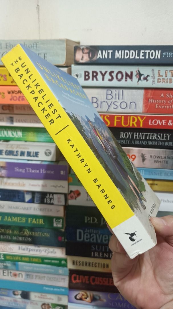 The Unlikeliest Backpacker by Kathryn Barnes paperback (Category: Storybooks) located in Caloocan City. Submitted by summerjak2025 (Listing ID 1469043775, Image 2). Description: - Title: Pacific Crest Trail Memoir - Author: Kathryn Barnes - Publisher: Hornet Books - Format: Paperback - Design: Spine features bright yellow detailing with black text - Perfect for: Fans of hiking adventures, long-distance trails, and travel memoirs - Condition: Good