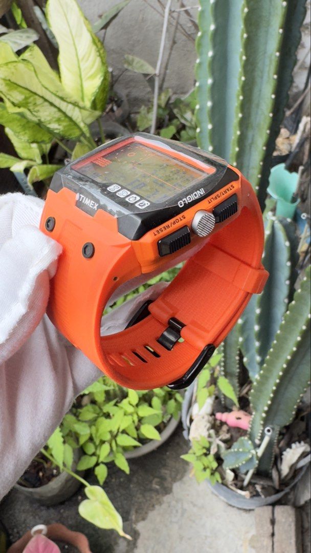 Timex Expedition WS4 Digital Orange Watch (Category: Men's Watches) located in Manila. Submitted by junjun12356 (Listing ID 1469160249, Image 3). Description: - Brand: Timex Expedition WS4 - Color: Vibrant Orange with black details - Display: Digital screen with weather and temperature indicators - Strap: Durable orange rubber strap with secure buckle - Condition: Good pre-loved condition - Ideal for outdoor activities, hiking, and everyday casua