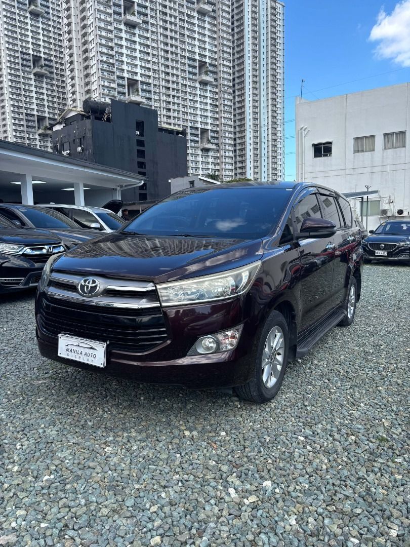 Toyota Innova G 2.0L Auto (Category: Used Cars) located in Pasig City. Submitted by pureocean-057512 (Listing ID 1468970219, Image 3). Description: 2018 TOYOTA INNOVA G 2.0L GAS AUTOMATIC TRANSMISSION Downpayment: ₱175,360 Blackish Red Mica 65tkms mileage 2.0L Gasoline Engine 8 ending plate Automatic Transmission Touch screen infotainment system Brushed aluminum trimmings Spacious 2nd row with stow away table Super Cold AC Anti-lock Braking Syste