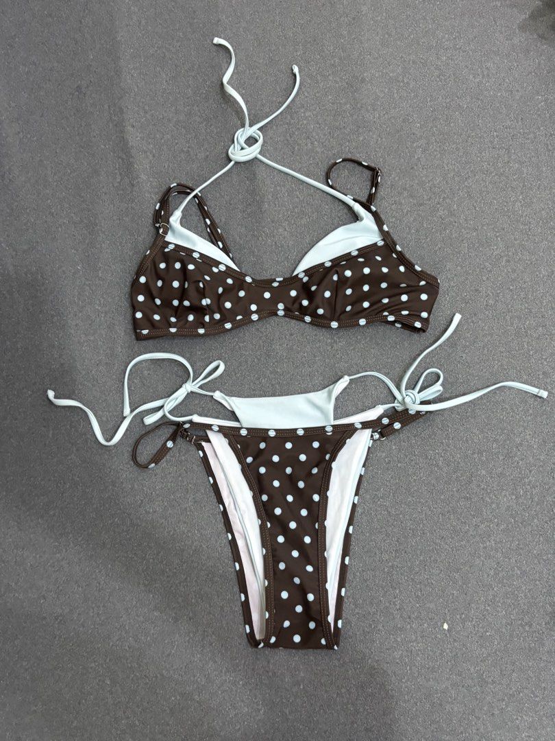 Two layer - Polka dots bikini (Category: Bikinis & Swimsuits) located in Manila. Submitted by foodforthewardrobe (Listing ID 1469082633, Image 1). Description: Like new! Bought sa shein for around 350 pesos Size Medium .
