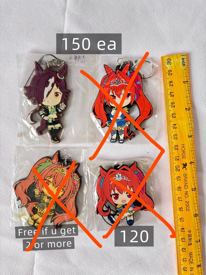 Uma Musume Pretty Derby Rubber Strap Keychain (Category: Character Goods) located in Manila. Submitted by betlogmo (Listing ID 1468753943, Image 2). Description: Prices stated in photo No to sensitive buyers❌ These are not brand new items, I have opened them and inspected them before and kept them in their packaging for collection purposes. Sure buyers only, mine now pay now. Lowballing a single item or purchase will get you blocked. I’m only ope