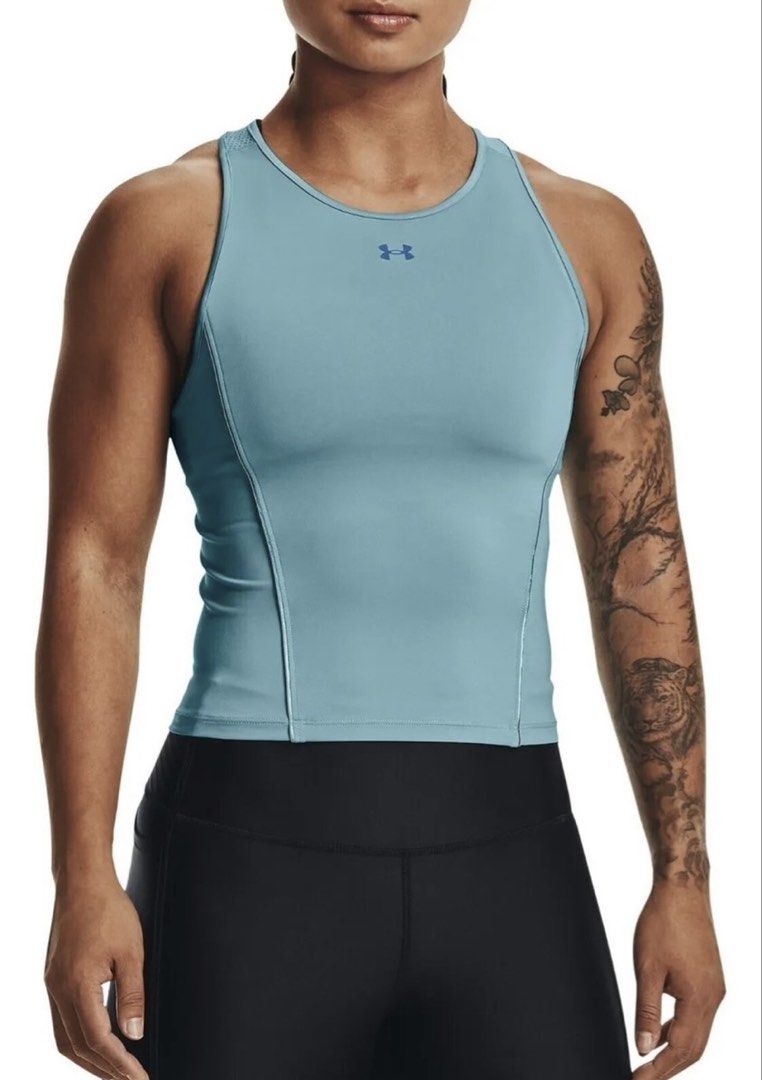 Under Armour Heat Gear Compression Tank Top (Category: Activewear) located in Davao. Submitted by lumpiashanghai (Listing ID 1469084259, Image 1). Description: Under Armour Heat Gear Compression Tank Top Width 14, Length 19 Excellent Condition No issue & Need wash 400 +shipping.