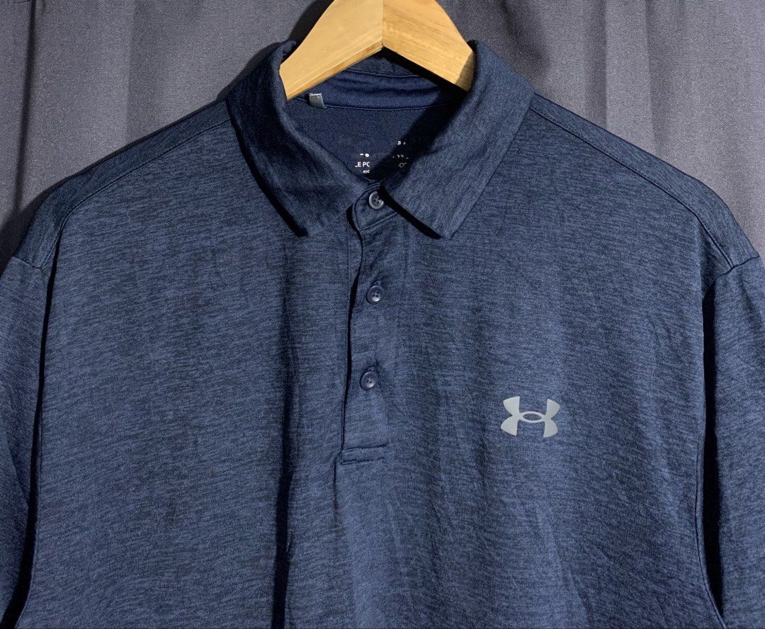 Under Armour Polo Shirt (Category: Tshirts & Polo Shirts ) located in Cebu City. Submitted by drip.co (Listing ID 1469070508, Image 3). Description: Under Armour Polo Shirt Size: Large Dimes: 22x29 Color Rate: 9.8/10 Excellent Condition Issue: Loose Stitch 450 + sf.