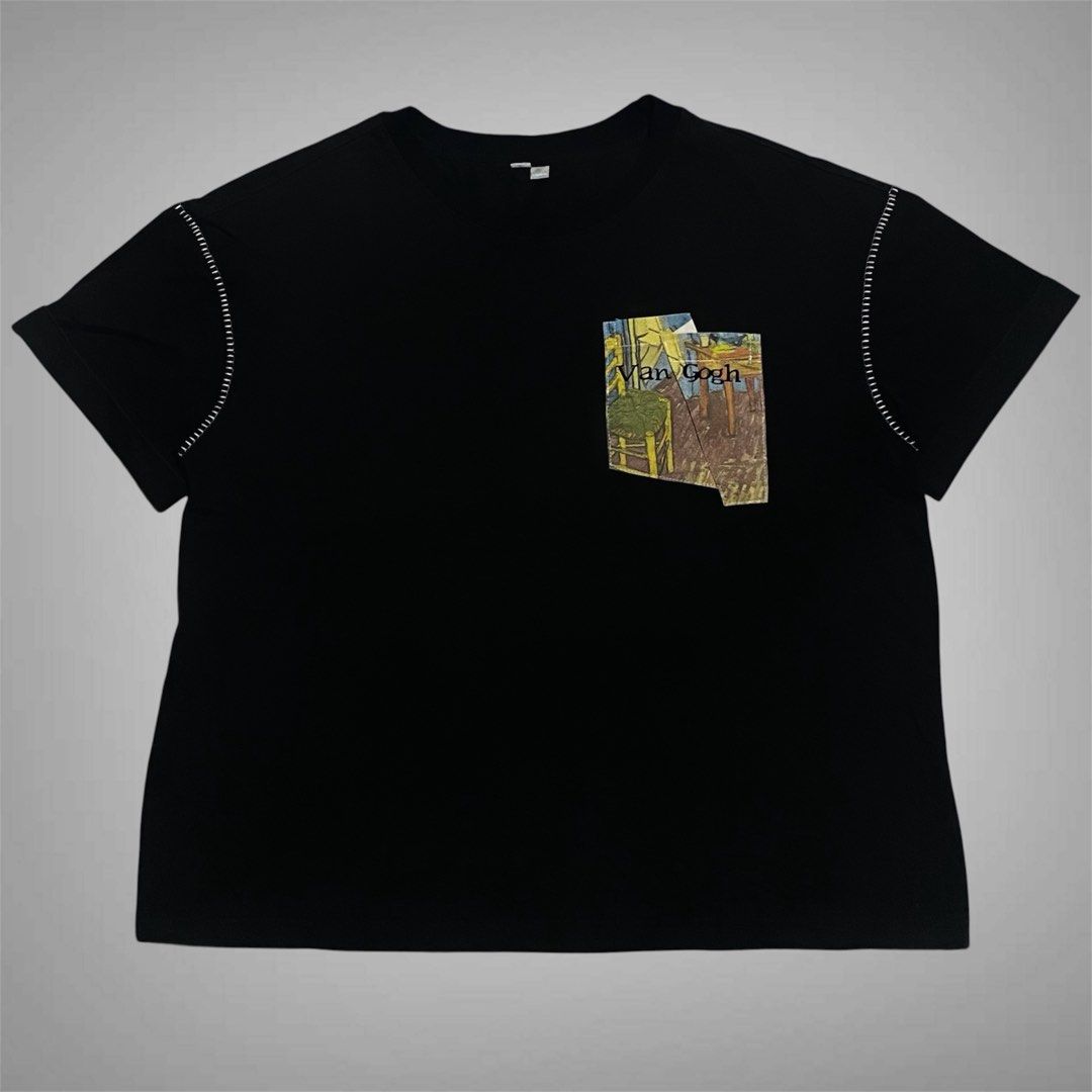 Van Gogh Art Tee (Category: Shirts) located in Mabalacat. Submitted by stellargarments (Listing ID 1468972498, Image 1). Description: Length : 23 Width : 21 Condition : 9/10 Ganda ng design Mismong tela yung tela yung design sa pocket tee cotton fabric need wash fresh from bale.