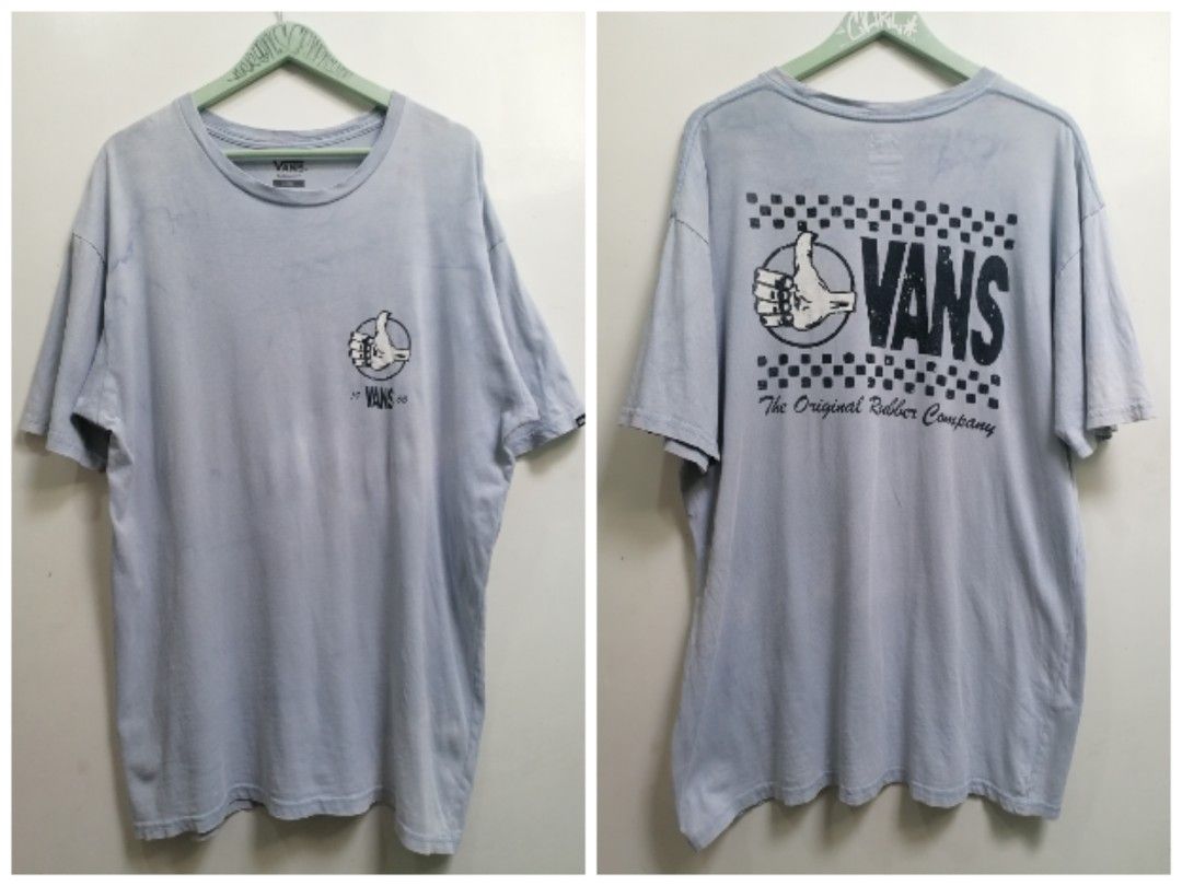 Vans 66 Thumbs Up Shirt (Category: Tshirts & Polo Shirts ) located in San Mateo. Submitted by arrowscrap_delight (Listing ID 1469061040, Image 1). Description: Vans 66 Thumbs Up Shirt As is Conditon Made in Guatemala 100% Cotton Size Large (Fits to XLarge) Length : 31.5" Width : 23.5" Issues : Cracks on Print ,Discoloration , Color Transfer , Stains and Bit Loose Neckline , As is. Washed ,Ready to Wear 60 + SF.