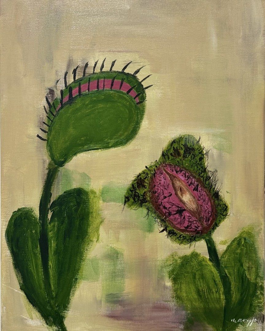 VENUS FLYTRAP PAINTING (Category: Art & Prints) located in Muntinlupa City. Submitted by maryjowabbit (Listing ID 1469126157, Image 2). Description: pussy flytrap. soft, pretty, and not entirely harmless. some things are better admired from a distance. 18 × 24 in | acrylic on canvas from my in my feelings collection..