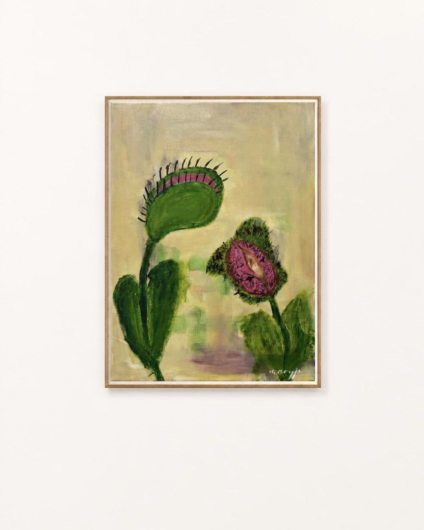 VENUS FLYTRAP PAINTING (Category: Art & Prints) located in Muntinlupa City. Submitted by maryjowabbit (Listing ID 1469126157, Image 1). Description: pussy flytrap. soft, pretty, and not entirely harmless. some things are better admired from a distance. 18 × 24 in | acrylic on canvas from my in my feelings collection..