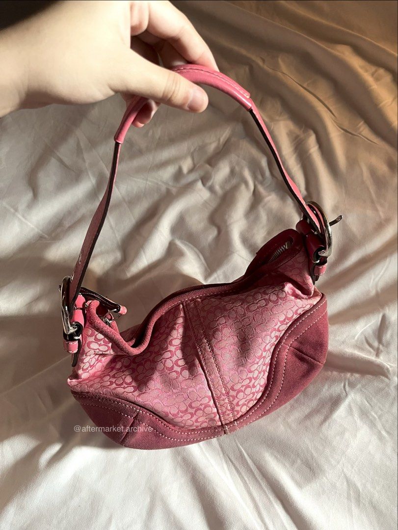 Vintage Coach Soho Hobo Pink Monogram Mini C (Category: Luxury Bags & Wallets) located in Makati City. Submitted by aftermarket.archive (Listing ID 1469006358, Image 2). Description: 9.8k TODAY ONLY rank A; no issues all bags are preloved/vintage, so please expect normal signs of wear. ♡ strictly no returns/refunds. bogus miner/flaker will be posted. Makati, PH Lalamove/JNT.