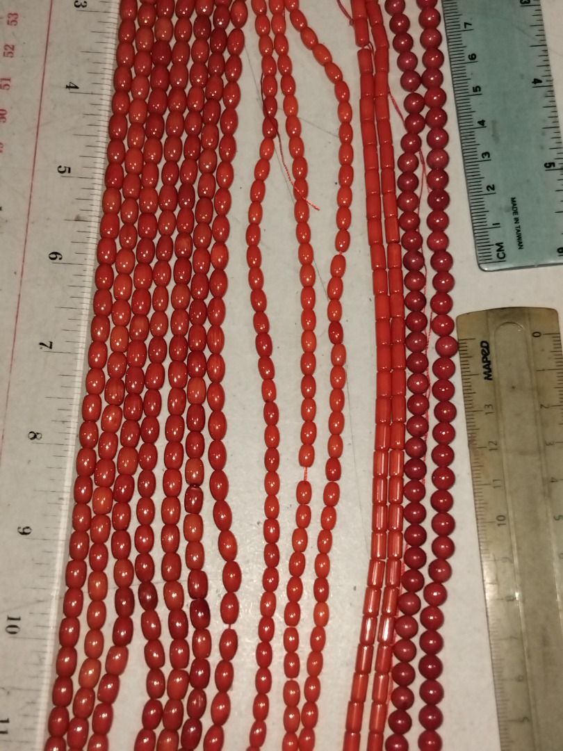 Vintage Red Coral Bead Strands Bundle (14 Strands) (Category: Craft Supplies & Tools) located in Marikina City. Submitted by my-an (Listing ID 1468946543, Image 3). Description: Perfect for jewelry makers, crafters, accessories designers, or gemstone collectors! This is a rare destination find of authentic vintage stock purchased from the wholesale markets of Quiapo back in the early 2000s. What’s included in the 14-strand bundle: • Oval / Barrel