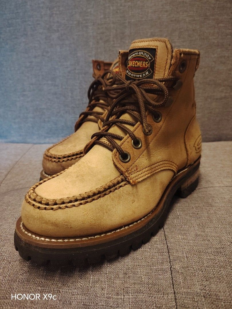 Vintage sketchers boots 90s (Category: Boots) located in Quezon City. Submitted by 28works (Listing ID 1469125783, Image 2). Description: Vintage 90s Skechers Sport-Utility boots in tan brown leather in great comdi.