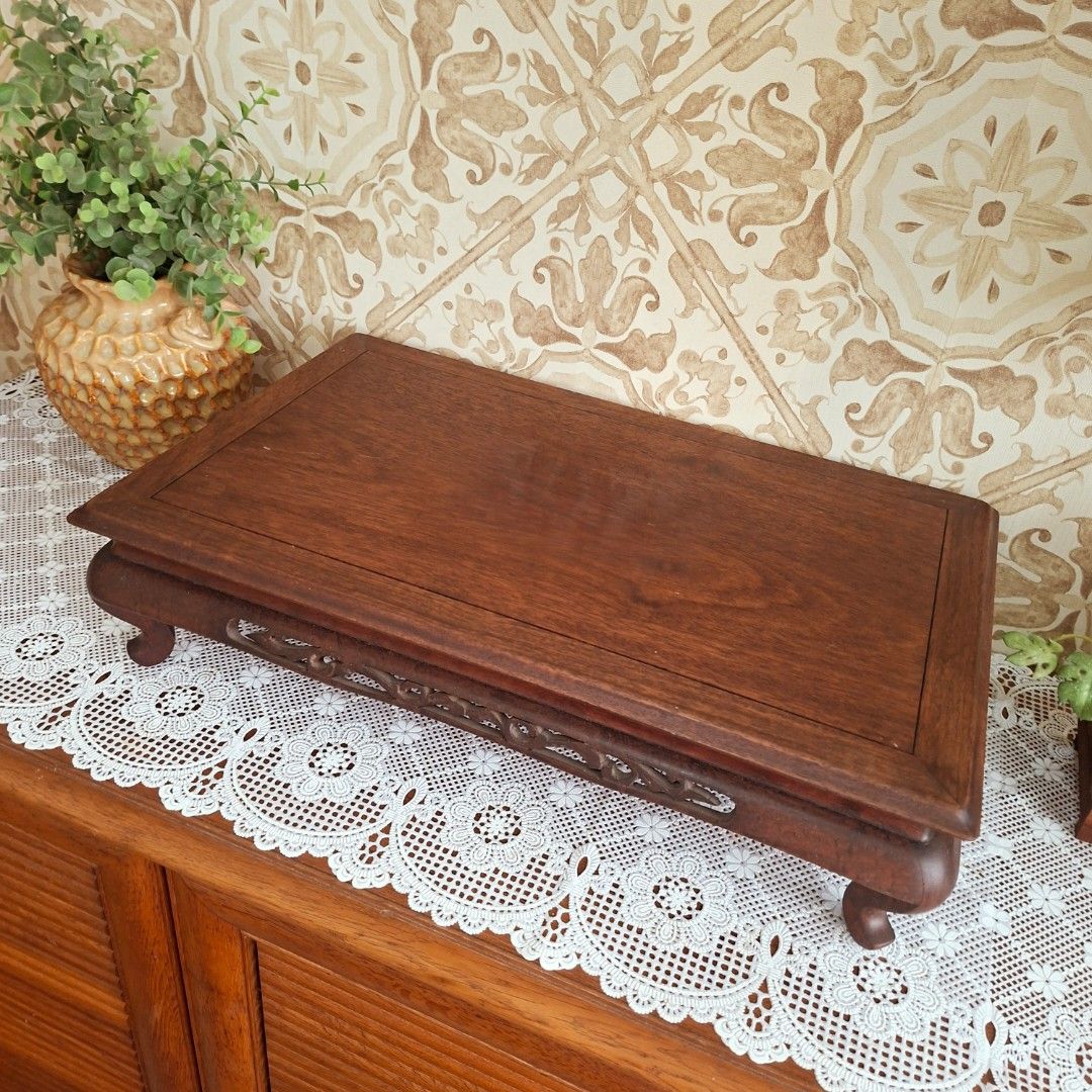 Vintage solid wood bonsai stand ikebana riser (Category: Vintage Collectibles) located in Dasmarinas. Submitted by millennialmeetsvintage (Listing ID 1468955361, Image 1). Description: flaw on last 2 photos last price posted, no haggling 🙅🏻‍♀️ 🌍ships from DASMA, CAVITE 🚚 shipping via Lalamove only ❌no reservations, first-to-pay basis ❌no physical store, no walk-ins ❌no COD transactions.