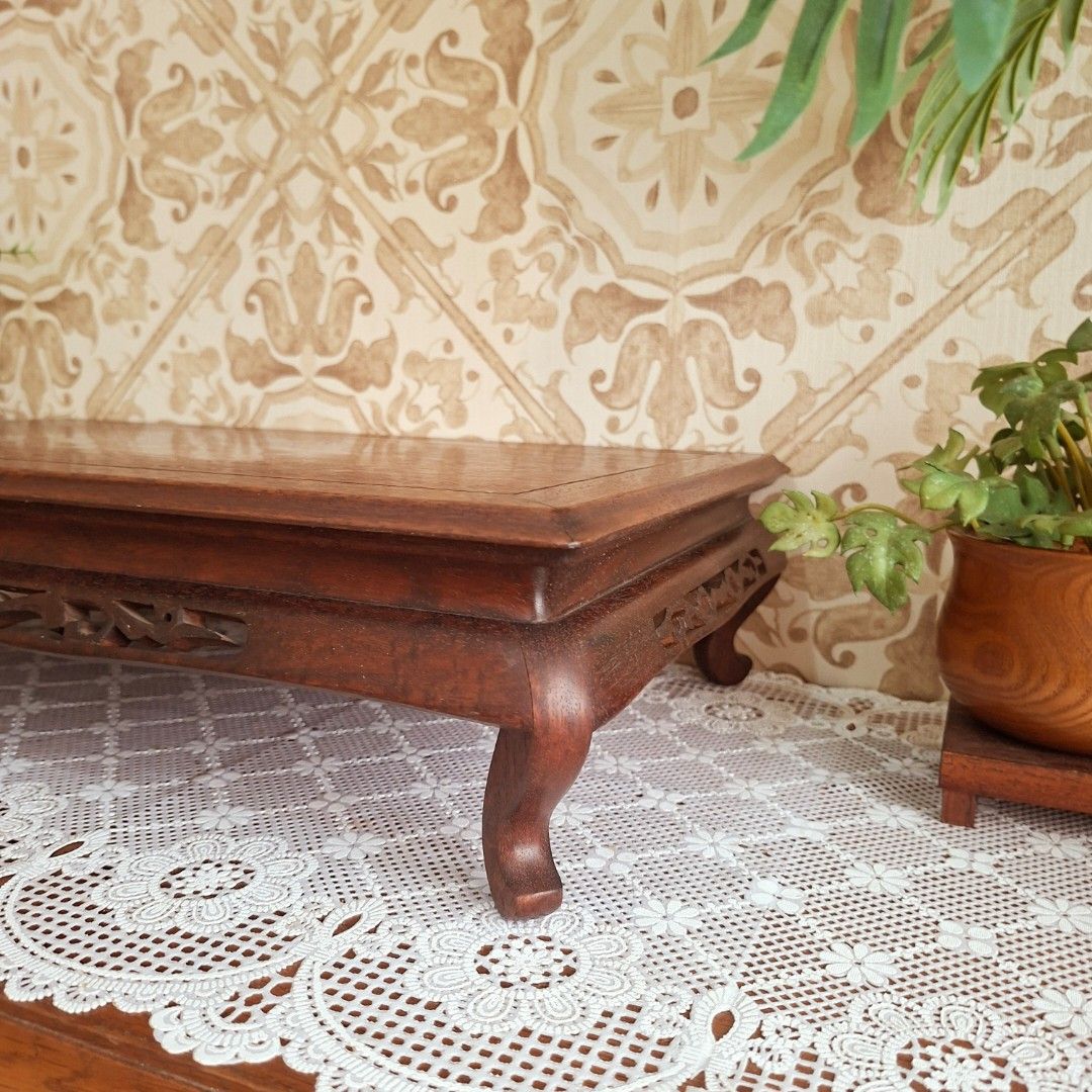 Vintage solid wood bonsai stand ikebana riser (Category: Vintage Collectibles) located in Dasmarinas. Submitted by millennialmeetsvintage (Listing ID 1468955361, Image 3). Description: flaw on last 2 photos last price posted, no haggling 🙅🏻‍♀️ 🌍ships from DASMA, CAVITE 🚚 shipping via Lalamove only ❌no reservations, first-to-pay basis ❌no physical store, no walk-ins ❌no COD transactions.