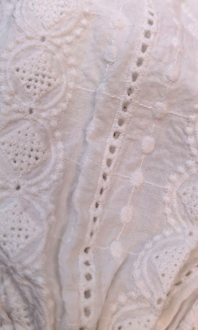 Vintage style white eyelet dress (Category: Dresses) located in Tuguegarao City. Submitted by zenphoenix-7ad615 (Listing ID 1468968709, Image 2). Description: Pretty eyelet dress long sleeve Fits small to medium frame Shoulder to shoulder 16 inches Length 43 inches.