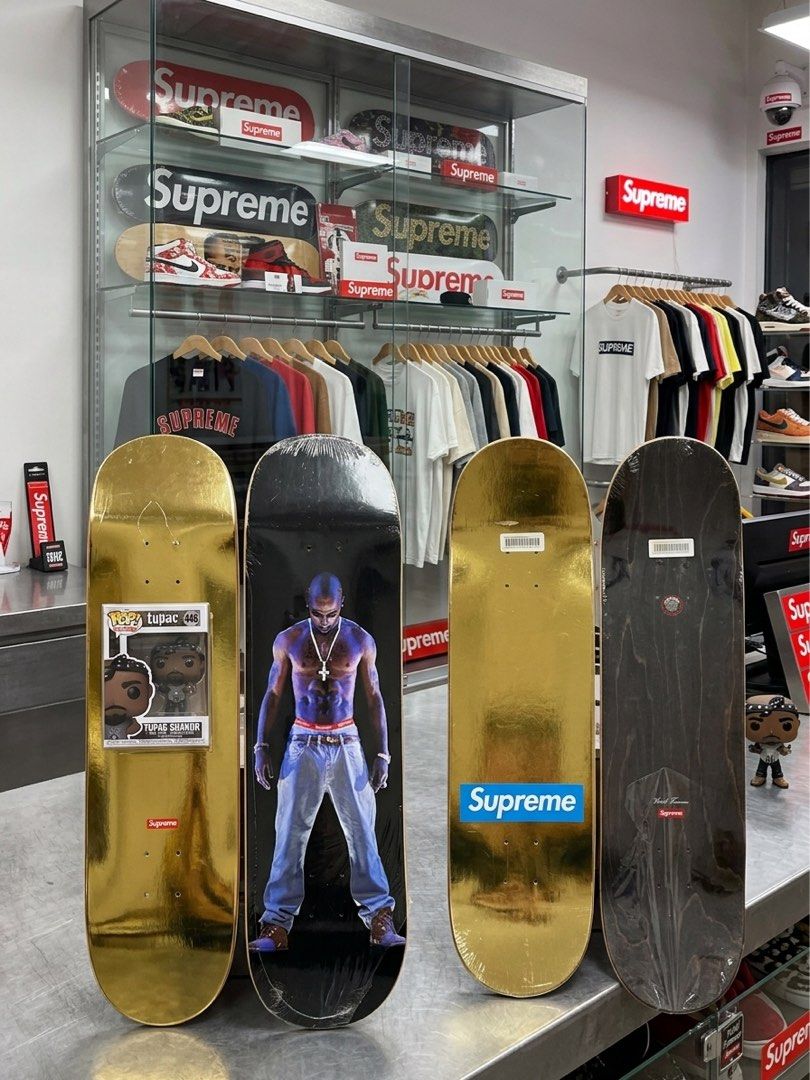 Vintage Supreme Board! (Category: Skates, Rollerblades & Scooters) located in Quezon City. Submitted by apollo0624 (Listing ID 1469051624, Image 1). Description: SUPREME BOARDS UNUSED! Tupac 8.3 Supreme Gold Foil is 8.5.