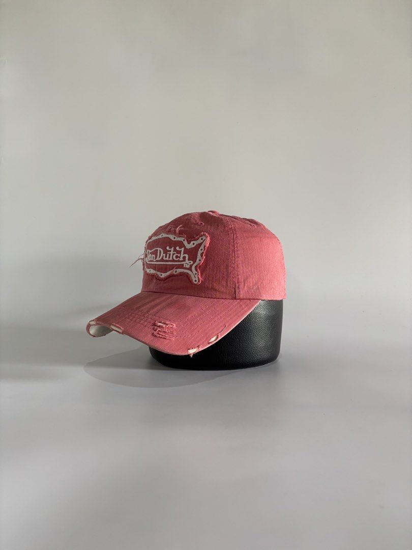 Von Dutch Vintage Cap (Category: Hats & Beanies) located in Malaybalay. Submitted by haulsome (Listing ID 1468996818, Image 2). Description: Von Dutch Vintage Cap -Like new/no flaws -In beautiful light pink-white colorway -Features classic von dutch Y2K rugged style -Adult size, adjustable strap 650php, +sf.