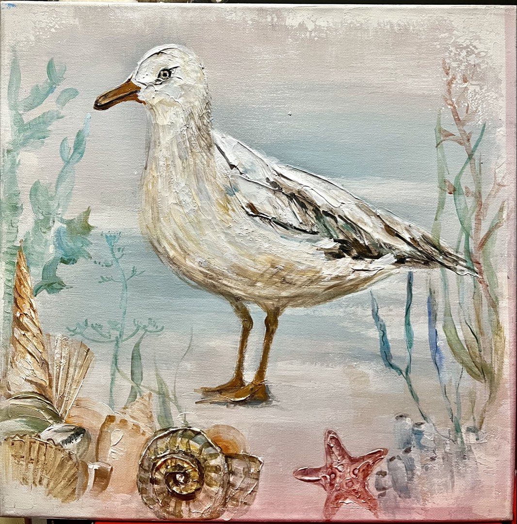 White Duck with Shell Starfish Oil Canvas Wall Frame (Category: Other Home Decor) located in Quezon City. Submitted by thequaintshop (Listing ID 1469149028, Image 1). Description: .