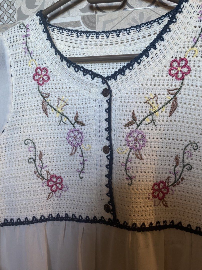 White Embroidered Knit Cardigan Blouse (Category: Longsleeves) located in Tagbilaran City. Submitted by rianena (Listing ID 1468939172, Image 2). Description: bought this at a stall in sm. sleeves are sheer. .
