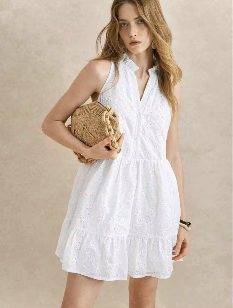 White Eyelet Emroidered Mini Dress (Category: Dresses) located in Caloocan City. Submitted by kikay.street (Listing ID 1469010850, Image 2). Description: Brand: Shein Size: Small to Medium Condition: Brand New.