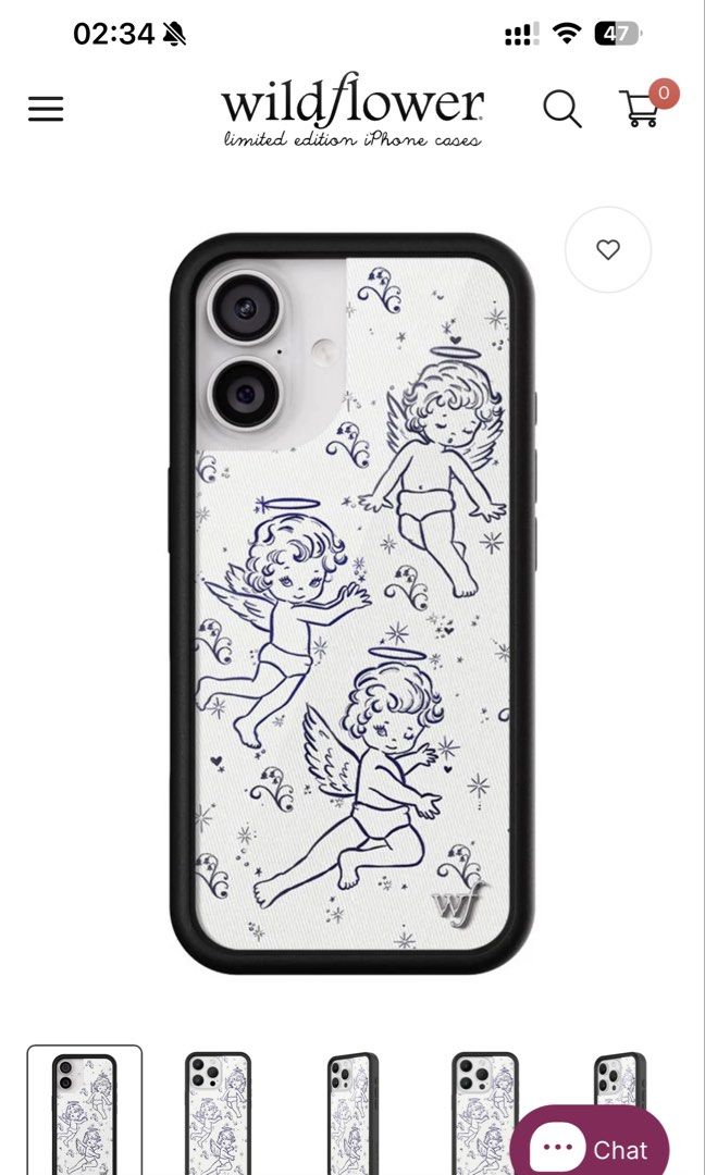 Wildflower Cherub Dupe Case (iPhone 17) (Category: Cases & Sleeves) located in Manila. Submitted by sooprmav (Listing ID 1469010990, Image 2). Description: Plastic cover has already been removed..