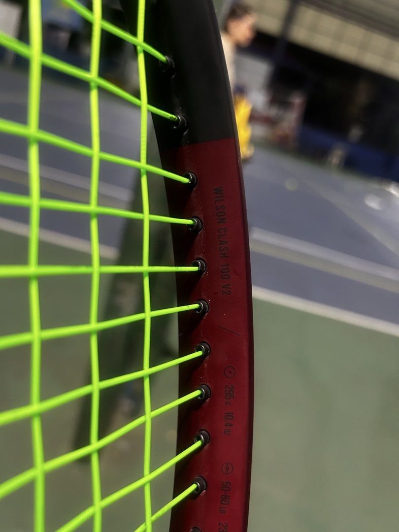 WILSON CLASH 100 V2 (Category: Racket and Ball Sports) located in San Pedro. Submitted by goldenlandph (Listing ID 1469028537, Image 3). Description: 🎾 FOR SALE: Wilson Clash 100 V2 • String: Solinco Hyper-G 💚 • RFS: Upgrading to a new racket 🎾 Time to let this beauty go and find a new home! 🫶🏻.