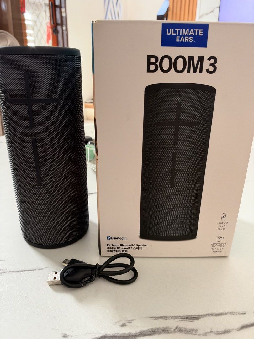 WTS: Ultimate Ears BOOM 3 Portable Bluetooth Speaker (Category: Soundbars, Speakers & Amplifiers) located in Quezon City. Submitted by janinegrace.sales (Listing ID 1468992948, Image 1). Description: WTS: UE Boom 3 Black Bluetooth Speakers Package Includes: - UE Boom 3 Black Bluetooth Speaker - Original Box w/ Manuals - Original Charging Cable Meetups: - Weekdays: San Fernando, Pampanga - Weekends: Can arrange meetups in Metro Manila for sure buy