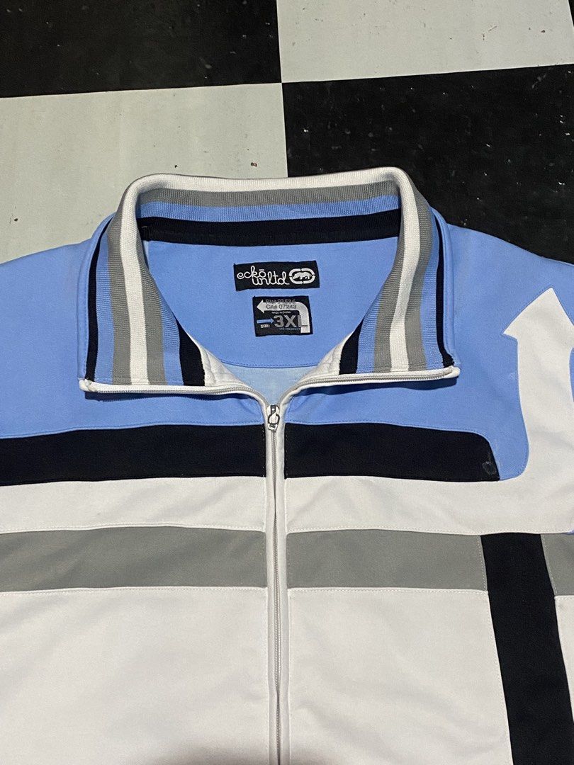 Y2K Ecko Unltd Full Zip Track Jacket Light Blue (Category: Coats, Jackets and Outerwear) located in Cavite. Submitted by plankdalooter (Listing ID 1469047721, Image 3). Description: 29 width 33 length 3XL on tag last pic minimal issue, excellent pa condition.