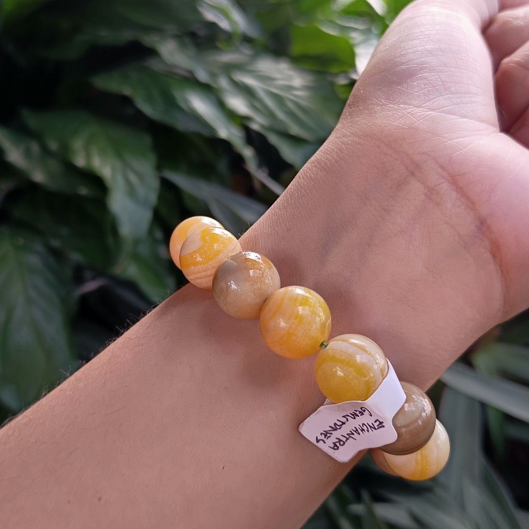 Yellow Botswana Agate (Category: Bracelets) located in Manila. Submitted by enchantra_gems (Listing ID 1469045925, Image 3). Description: 💛 YELLOW BOTSWANA AGATE BRACELET Earthy Elegance • Warm Golden Tones • Enchantra Gemstones Bring a touch of warm, earthy beauty to your jewelry collection. ✨ The Yellow Botswana Agate Bracelet features beautiful yellow and golden-toned hues with distinctive natural-looking patterns, creating a timeless accesso