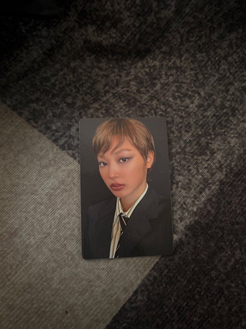 Yoonchae Boyseye ver. (Category: K-Wave Merchandise) located in Manila. Submitted by ardol (Listing ID 1468986602, Image 1). Description: - Item: Official Kpop Photocard - Concept: Close-up portrait, short brown hair, dark makeup - Outfit: Dark suit jacket and striped tie - Size: Standard collectible photocard - Condition: Clean edges, stored in a protective sleeve.