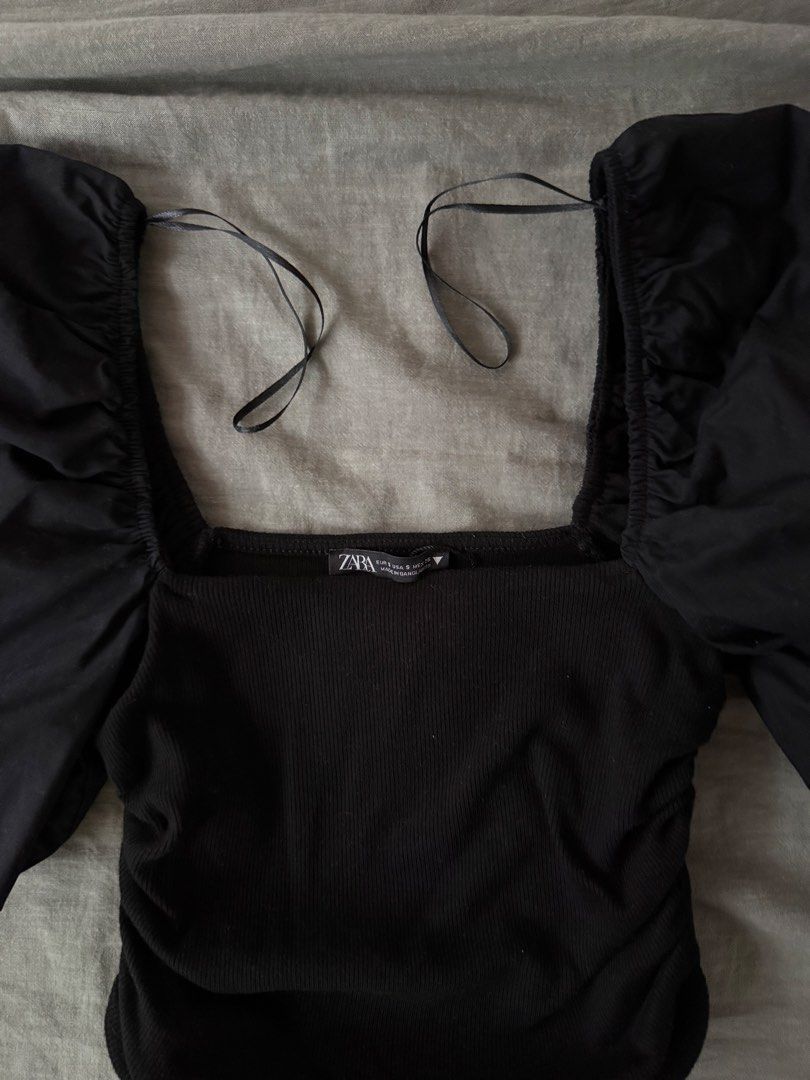 Zara Black Square Neck Puff Sleeve Top (Category: Blouses) located in Manila. Submitted by tricia_lara (Listing ID 1468965124, Image 2). Description: This is rly cute!! :) but not really my fashion anymore :( Last price posted since it’s brand new :) Shipping via lalamove/grab only 📍Taft, Manila.