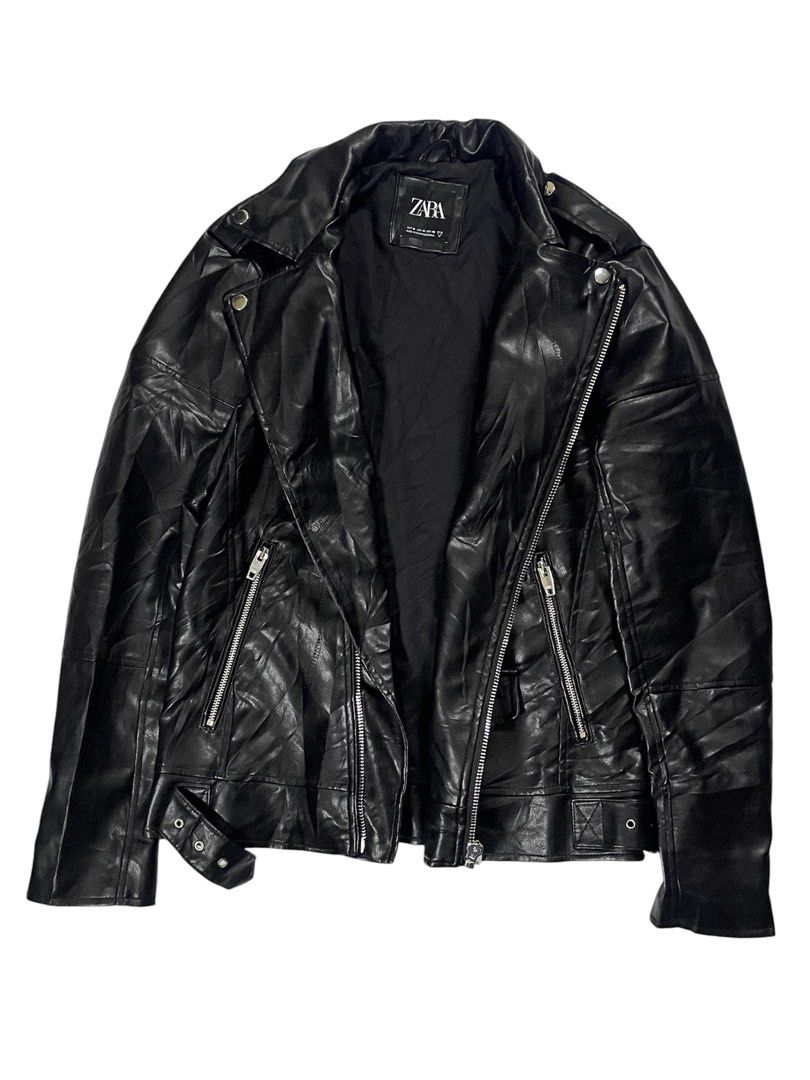 ZARA MAN LEATHER BIKER JACKET (Category: Coats, Jackets and Outerwear) located in Pasay City. Submitted by digital_wardrobe.ph (Listing ID 1468972382, Image 2). Description: ZARA MAN LEATHER BIKER JACKET details size: small - medium width: 20 length: 26 price: 1,500 location: pasay city.