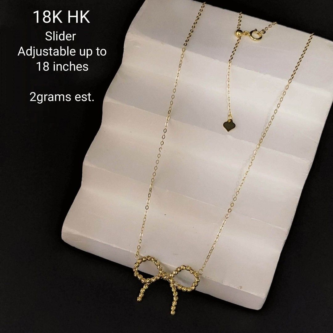18k Hk gold ribbon necklaces (Category: Necklaces) located in Manila. Submitted by bhelgoldseller2ndaccount (Listing ID 1465461900, Image 1). Description: New!!✨New!!✨New!! Authentic 18k Hk Golds 💯pawnable/naisasanla 💯with high appraisal rate 💯good investment 💯Direct supplier price 👉OPEN for resellers 🌺please take time to evaluate their actual sizes and grams 👉Best panggift for all occasions ✅ Sold per grams not per piece Kya lowest price 