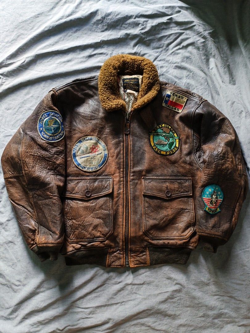 1980s Avirex US navy type G-1 flight leather jacket (Category: Coats, Jackets and Outerwear) located in Baguio. Submitted by used_clothing2600 (Listing ID 1465479207, Image 1). Description: Avirex USA 1980s type G-1 flight leather jacket size XS verygood condition signs of usage pit to pit 24 length 26 shoulders 22 sleeve length 22.5 P 12,500.